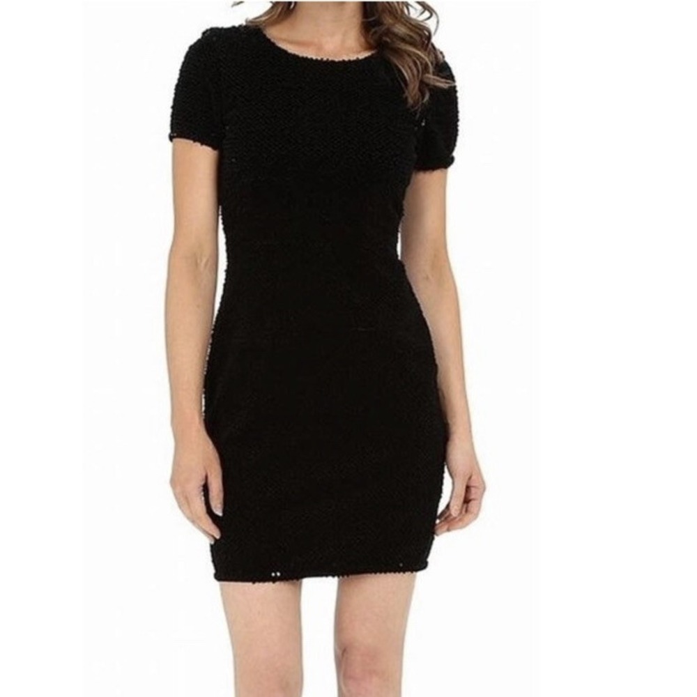 Sam Edelman Black Sequin Mesh Back Cocktail Short Mini Party Formal Dress 0